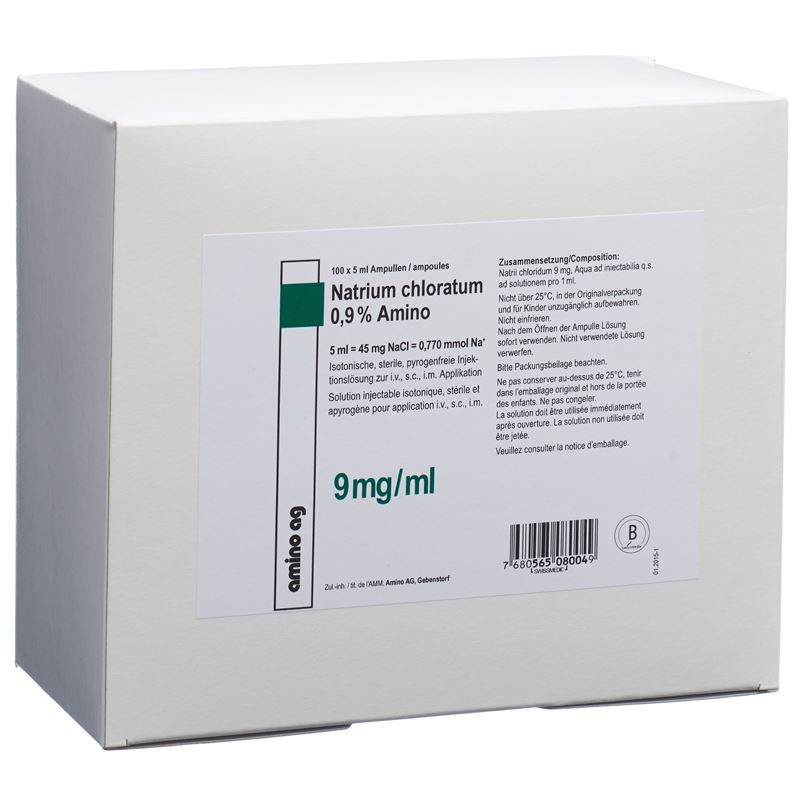 NACL Amino Inj Lös 0.9 % 5ml Amp 100 Stk