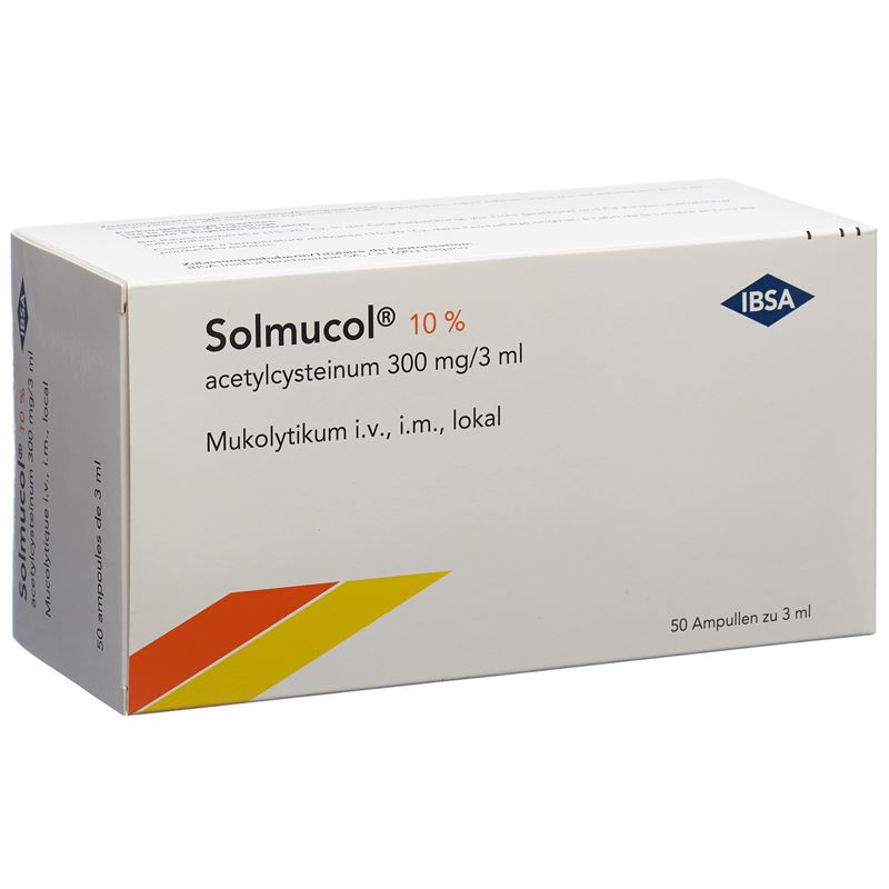 SOLMUCOL 10% Inj Lös 300 mg/3ml 50 Amp 3 ml