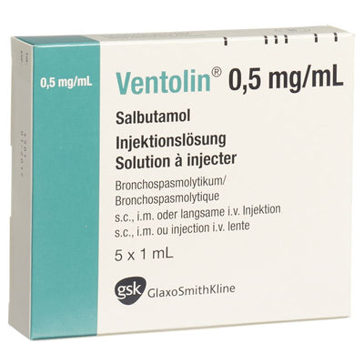 VENTOLIN Inj Lös 0.5 mg/ml 5 Amp 1 ml