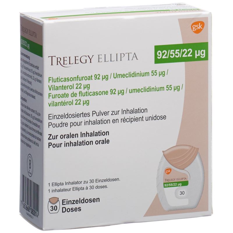 TRELEGY ELLIPTA Inh Plv 92/55/22mcg 30 Dos